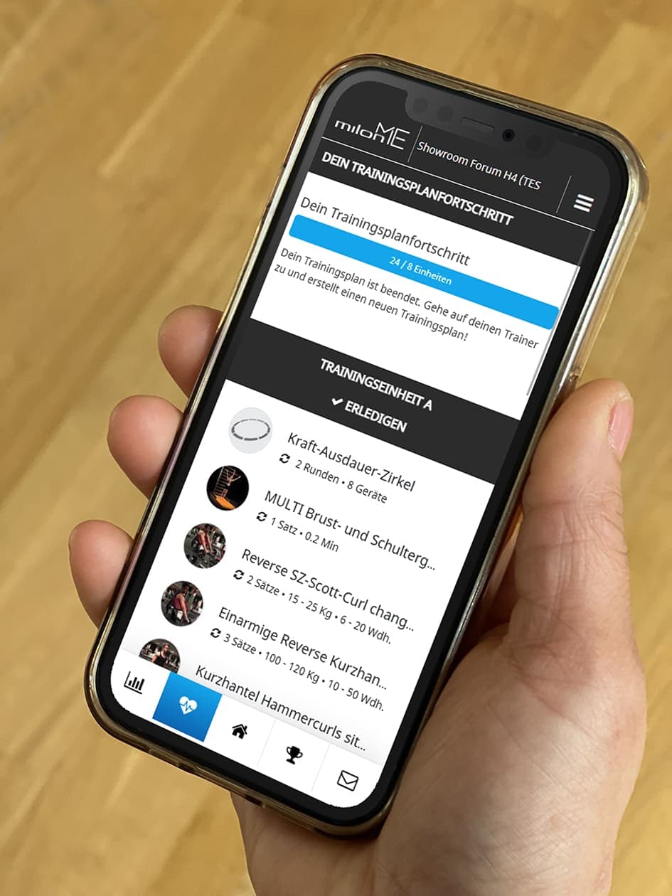 Smartphone mit individuellem Trainingsplan